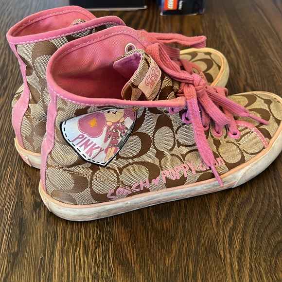 Coach Poppy Chan high top signature shoes in pink and brown - Picture 4 of 5
